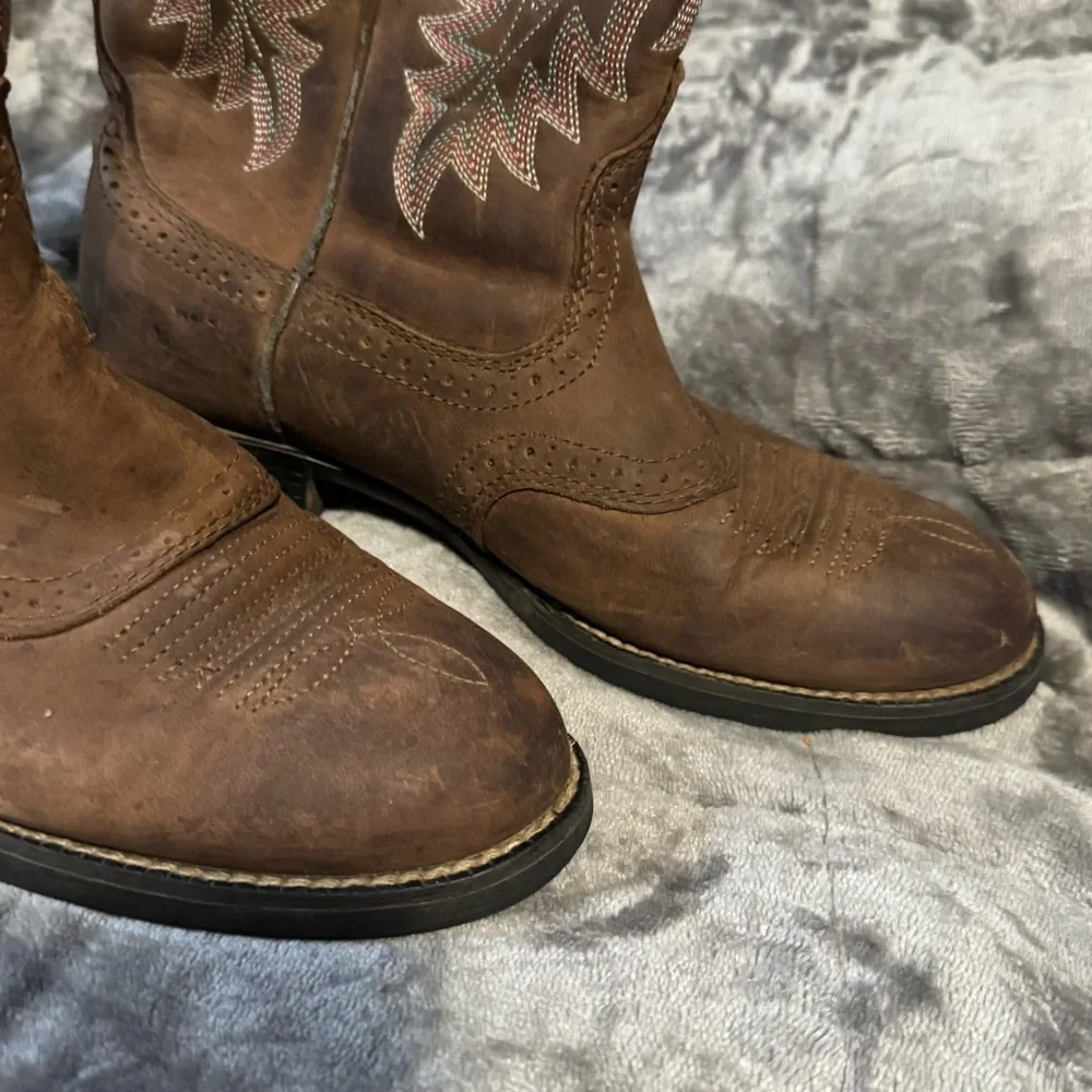 Ariat Pink and Brown Western Boots - Picture 5 of 7